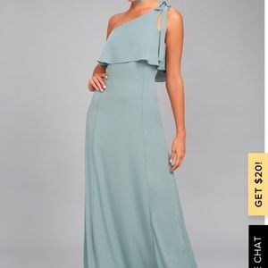 Small Slate Blue Lulus One-Shoulder Maxi Dress